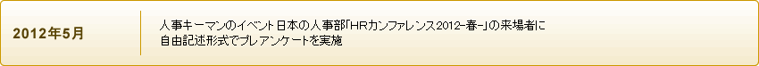 人事キーマンのイベント日本の人事部「ＨＲカンファレンス2012-春-」の来場者に自由記述形式でプレアンケートを実施