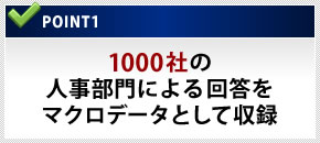 2013人事白書のPoint1：1000社の人事部門による回答をマクロデータとして収録